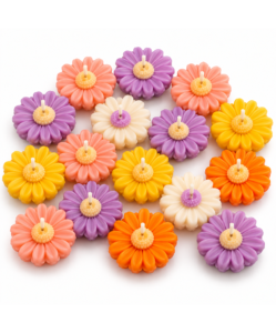 Daisy Flower Floating Candles, Soy Wax, Lavender Scented, Multicolor, Floral Design (Pack of 6)