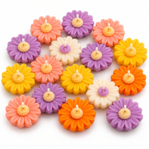 Daisy Flower Floating Candles, Soy Wax, Lavender Scented, Multicolor, Floral Design (Pack of 6)