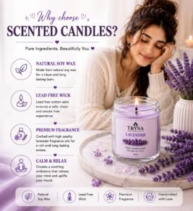 Lavender Scented Jar Candle | Handmade Soy Wax Candle Hover Image