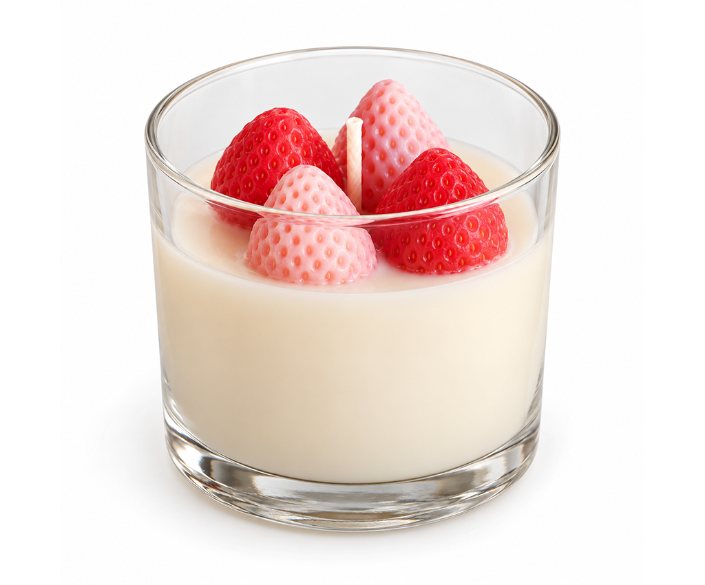 Strawberry Cheesecake Scented Candle in Glass Jar