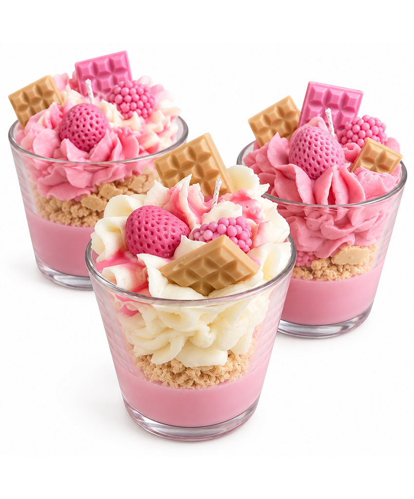 Ember Essence Flamingo Strawberry Punch Candle, Handmade, Soy Wax, Set of 3